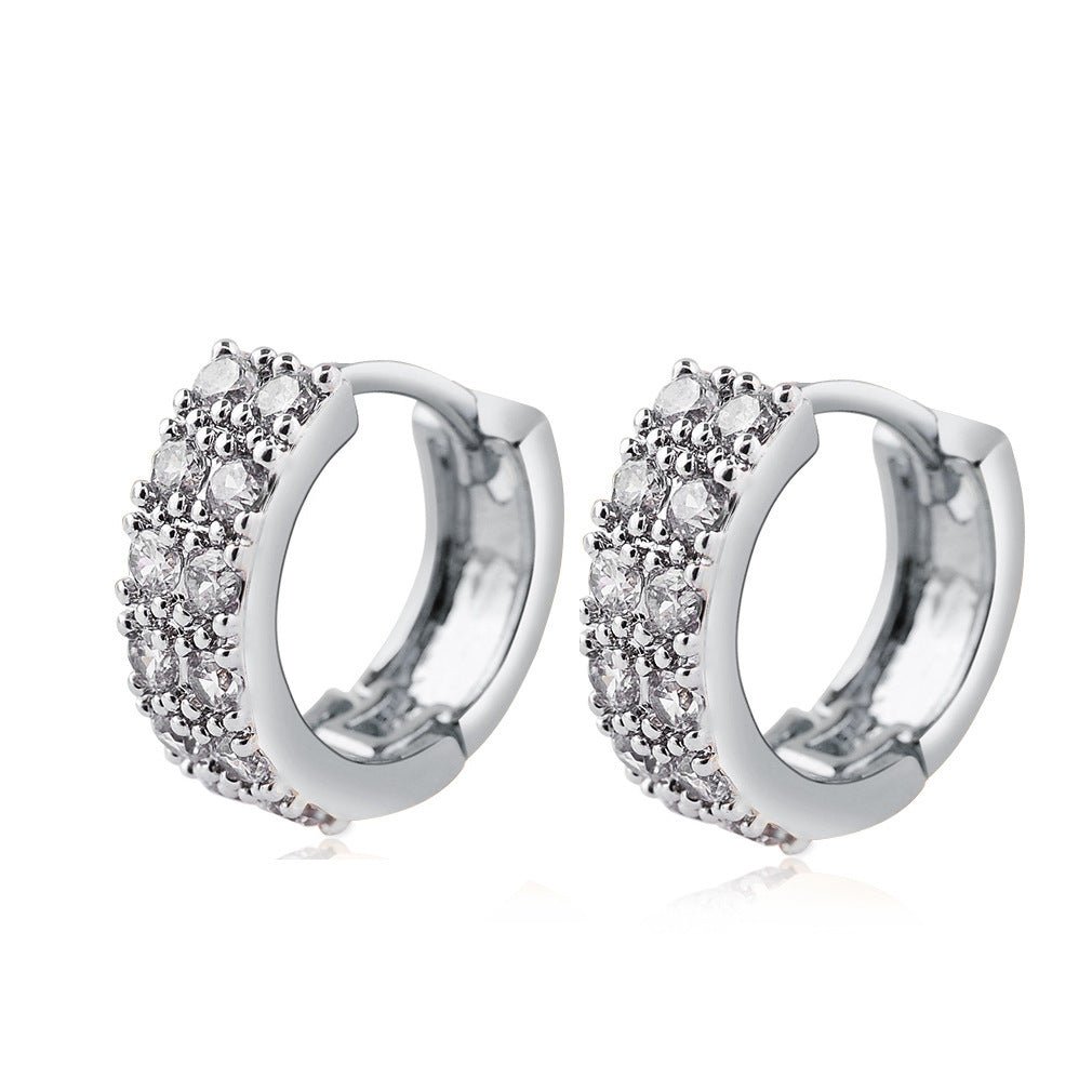 Two - color Plating Fine Zircon - embedded Earrings Women - Zambeel