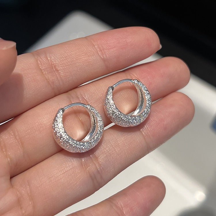 Velvet Silver White Water Drop Thin And Glittering Frosted Ear Clip