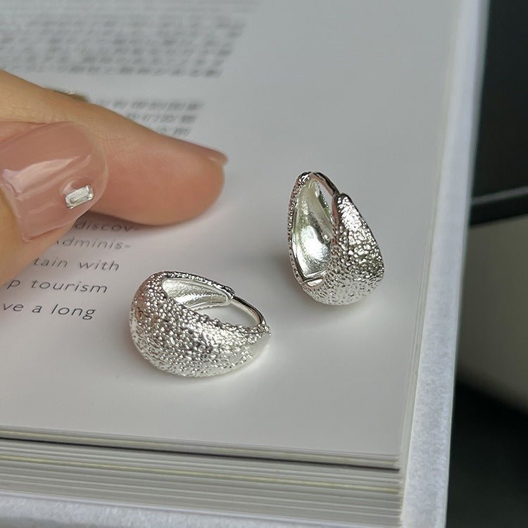 Velvet Silver White Water Drop Thin And Glittering Frosted Ear Clip