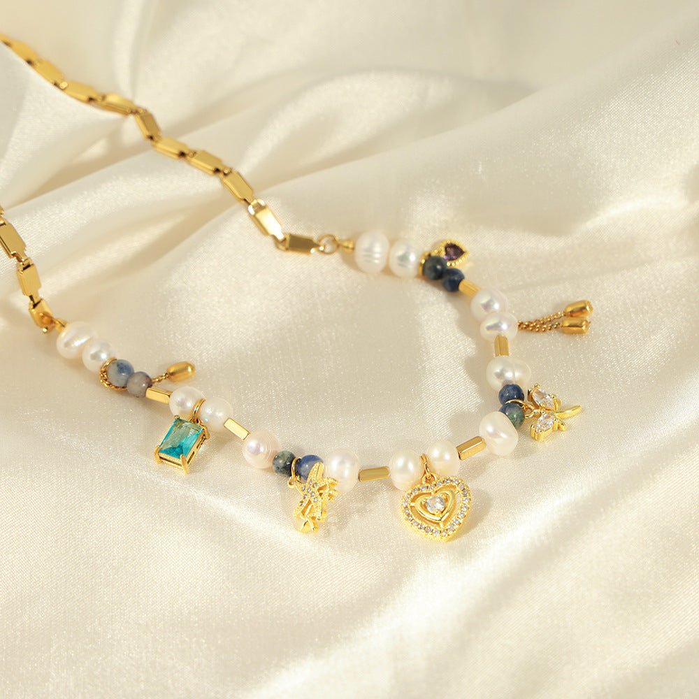 Vintage Natural Stone Freshwater Stringed Pearls Necklace