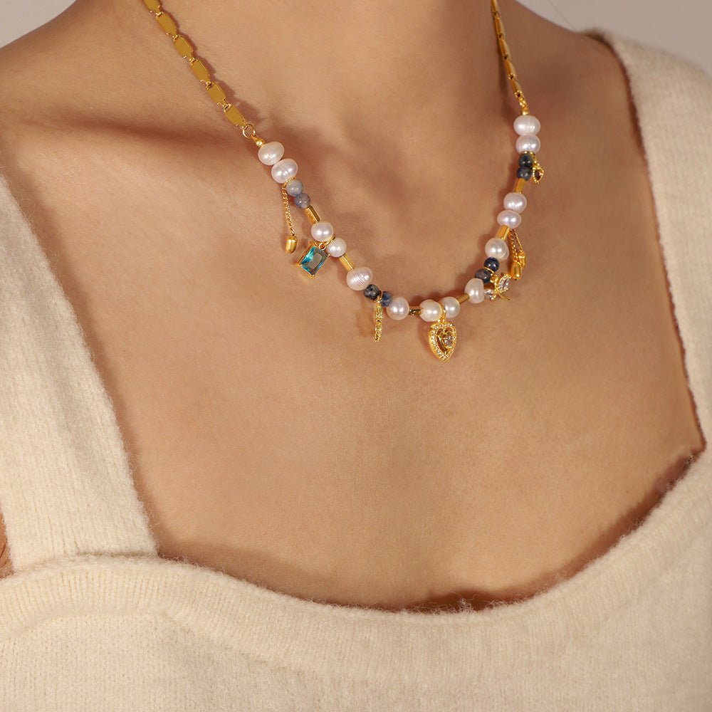 Vintage Natural Stone Freshwater Stringed Pearls Necklace - Zambeel