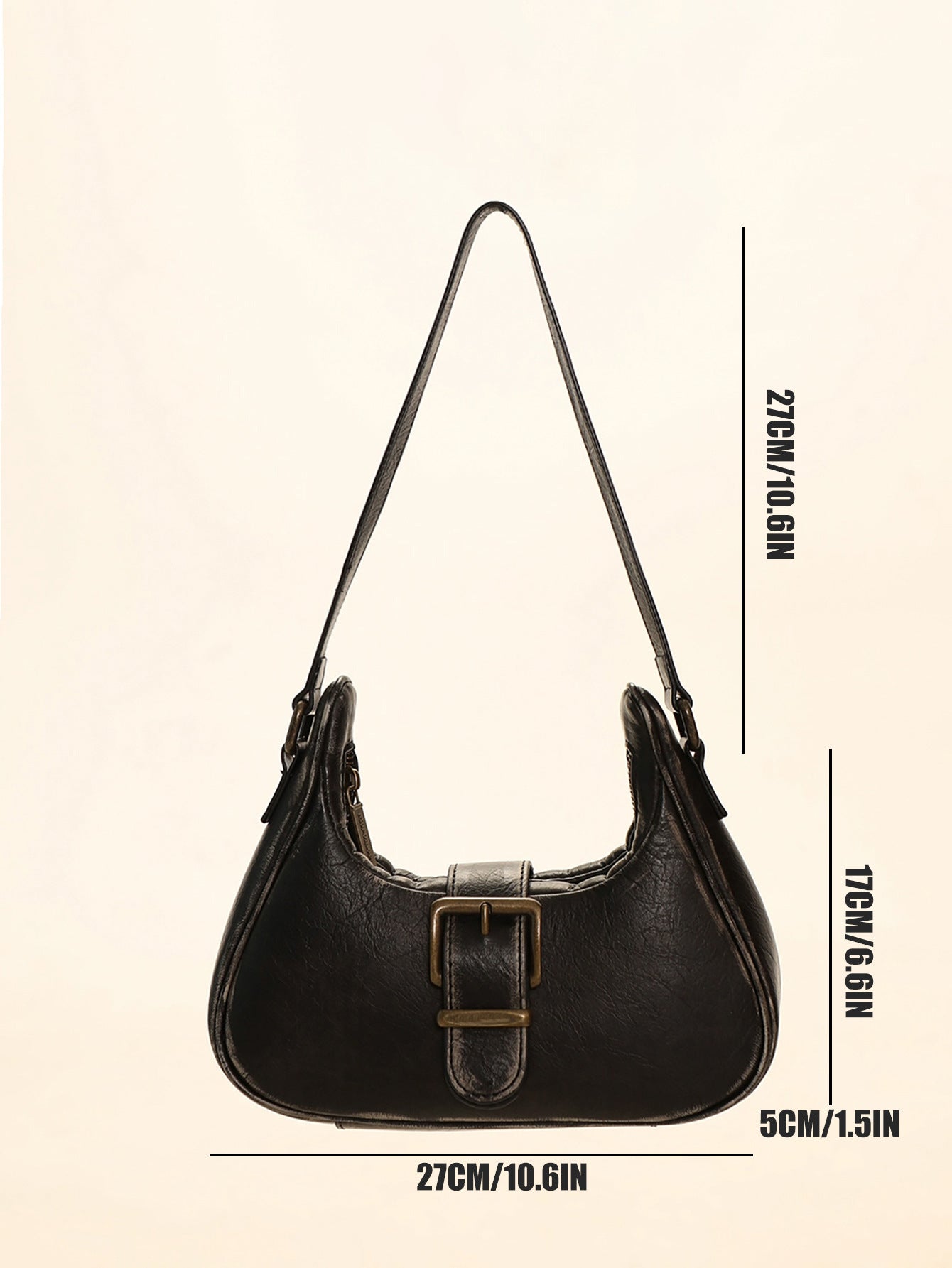 Vintage Vegetable Tanned Brushed Distressed Leather Pin Buckle Shoulder Bag