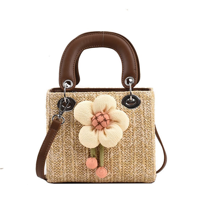 Women's Fashion Flower Weaving Straw Handbag - Zambeel