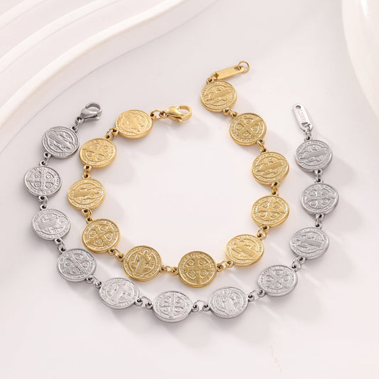Women's Niche Design Circle Steel Ball Portrait Bracelet